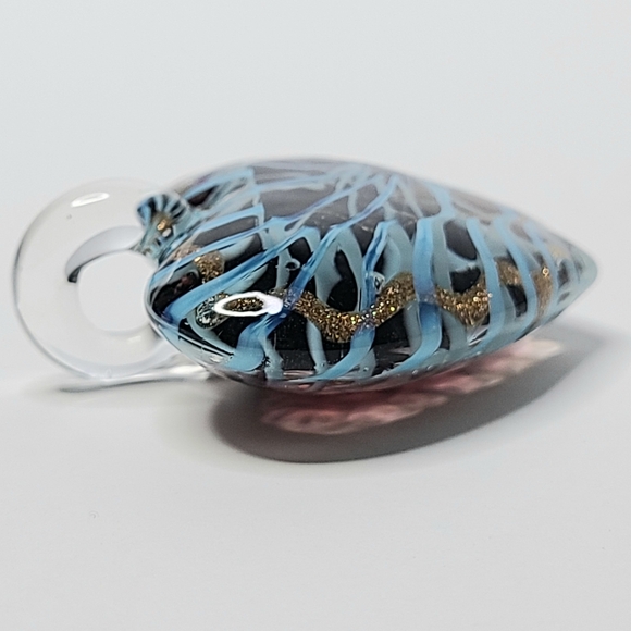 Heart Glass Blue Brown Swirl Pendant - Picture 6 of 9